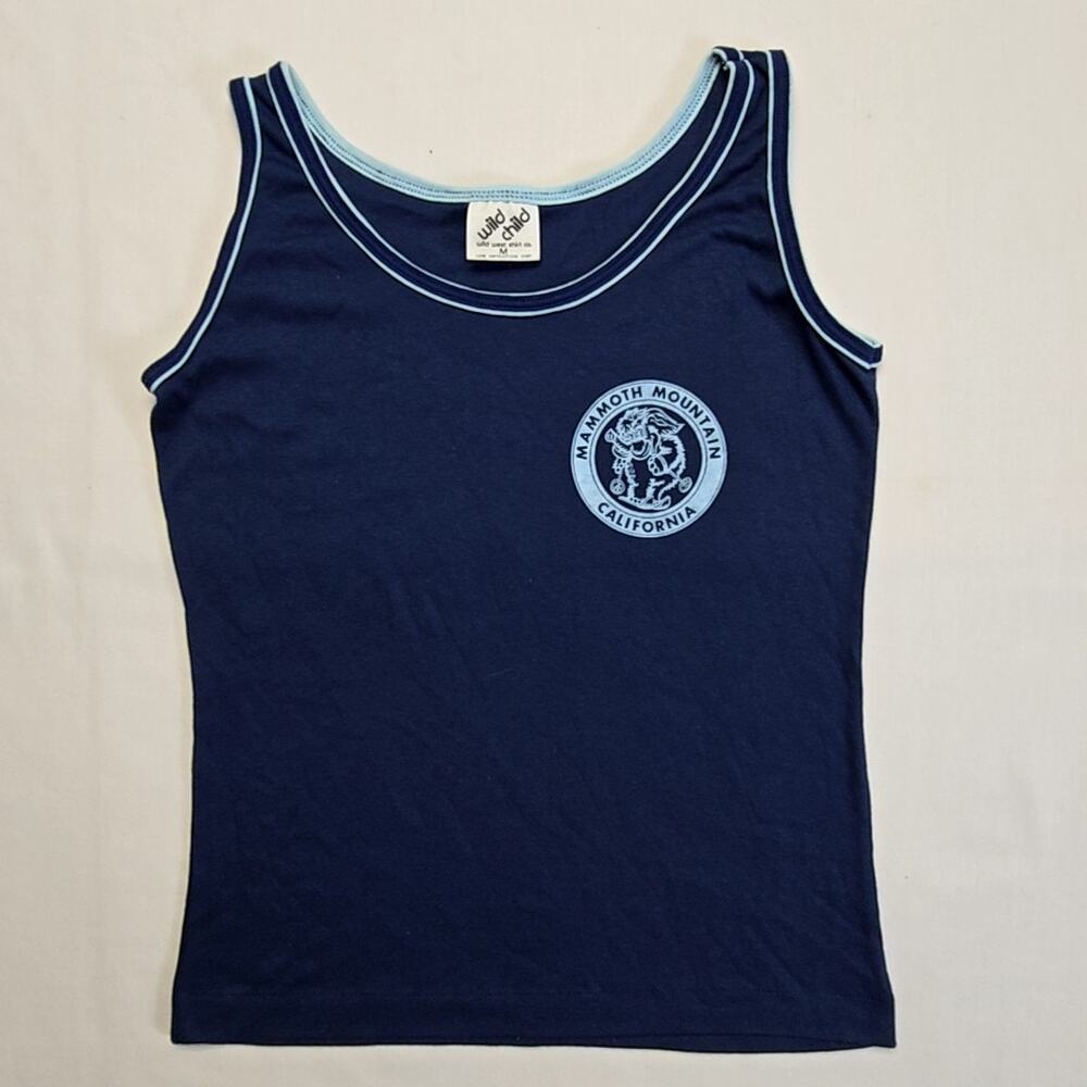 Vintage Mammoth Mountain California Tank Top Wild Child Blue Graphic M Shirt 90s